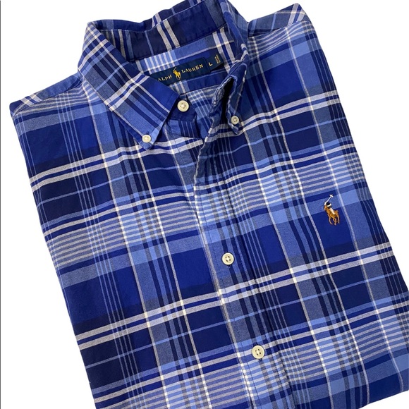 Polo Ralph Lauren Other - POLO RALPH LAUREN MENS BLUE PLAID CASUAL BUTTON DOWN SHIRT EUC